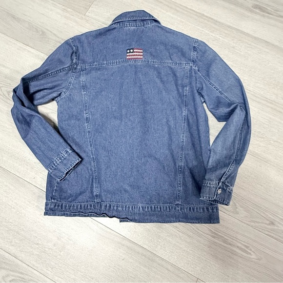 American Flag Denim & Co Jean Jacket - Picture 7 of 10
